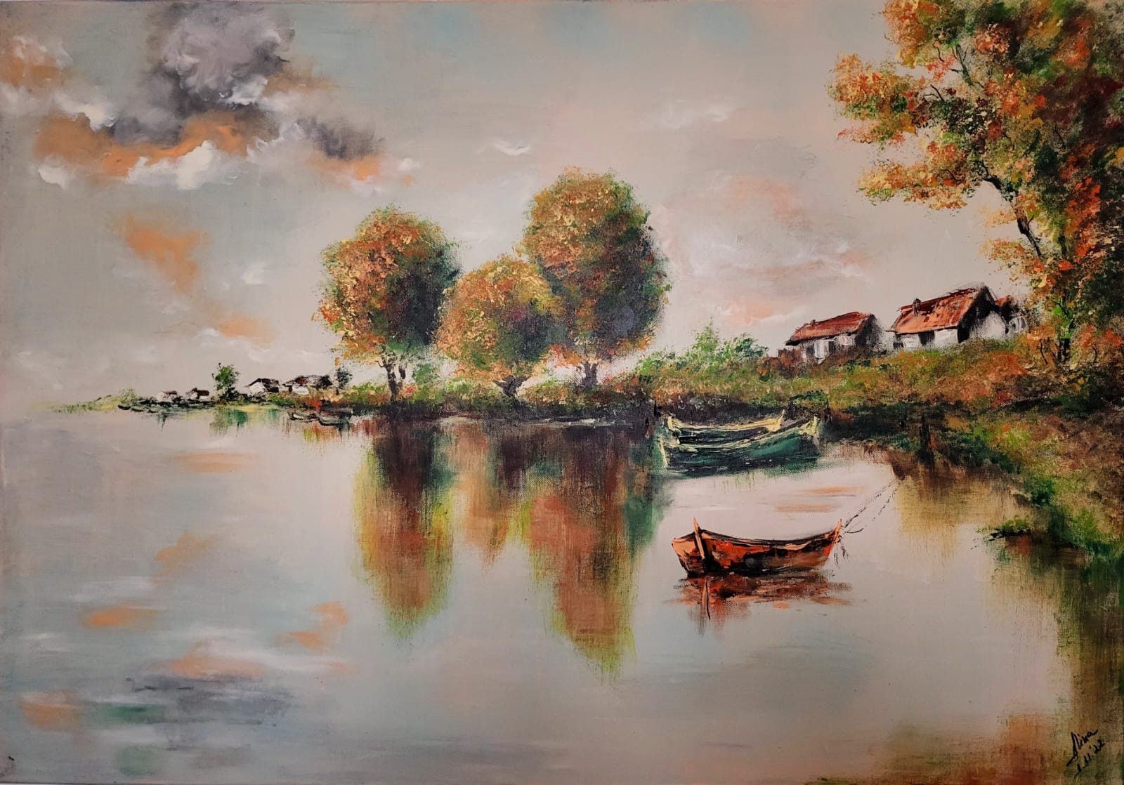 ArteDiAlina.com painting: Lake in autumn